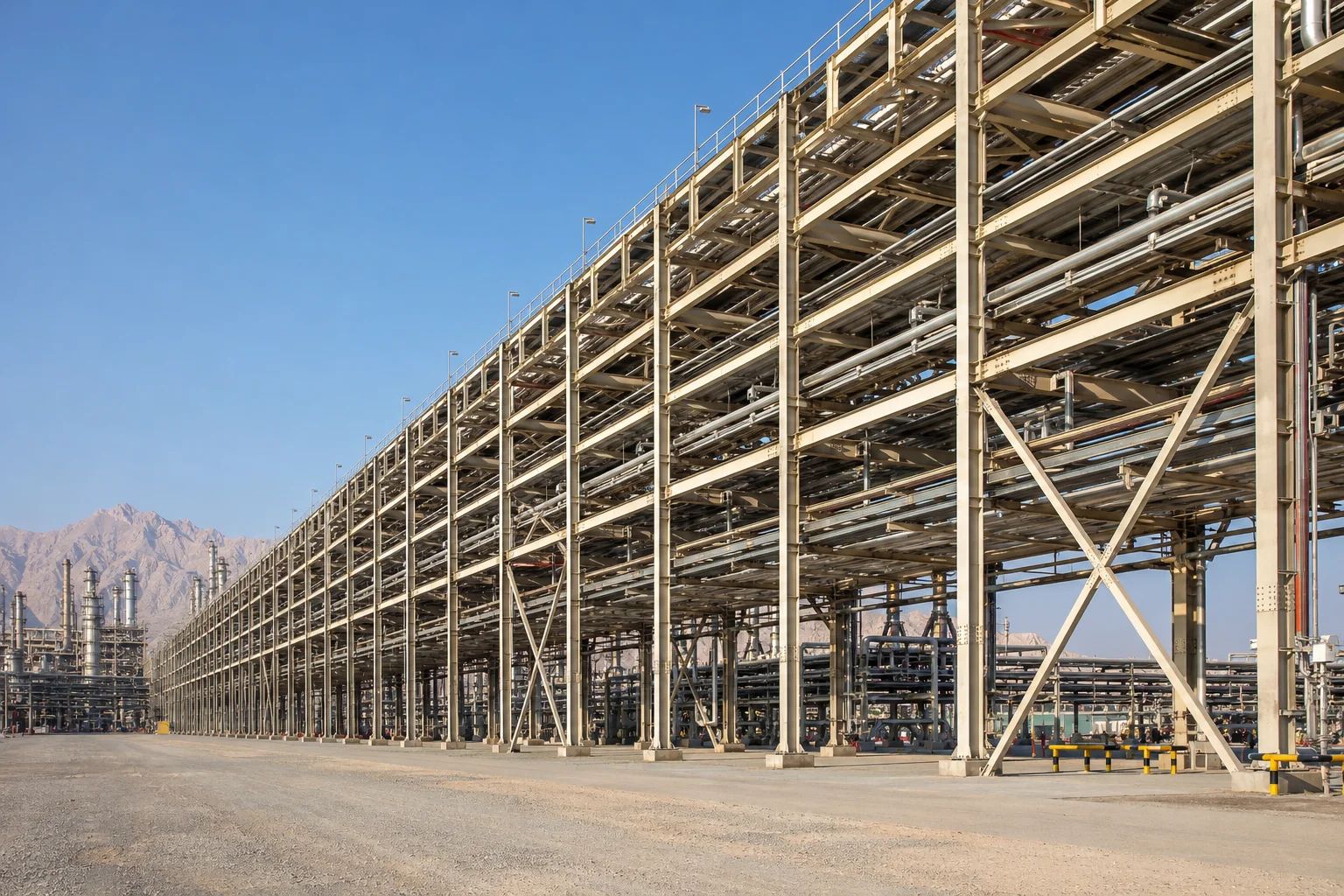 马斯喀特模块化石化管廊项目 — 石化工程 in 马斯喀特, Oman, steel structure project by WZH Construction Group